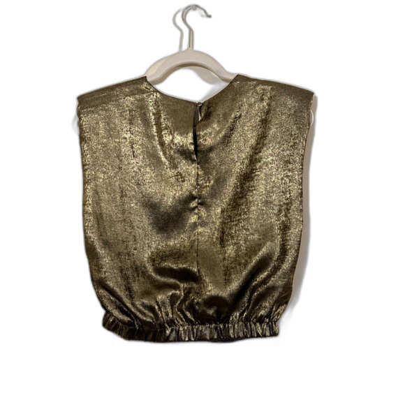 Metallic TCEC Gold Sleeveless Top Evening Party Blouse Shiny -‎ Size Small - Picture 2 of 2